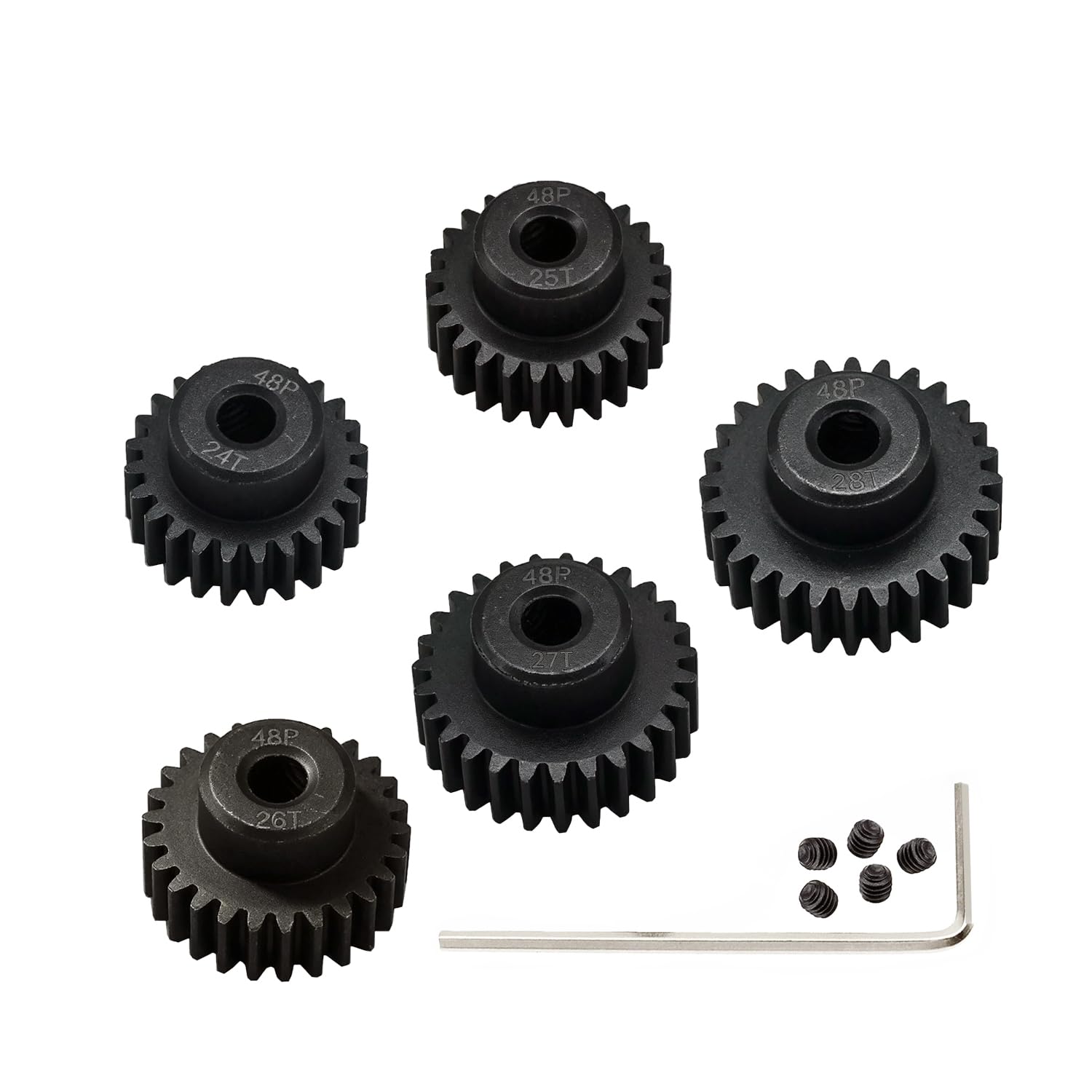 Amazon.co.jp: 5パック鋼48Pピニオンギアセット24T 25T 26T 27T 28T