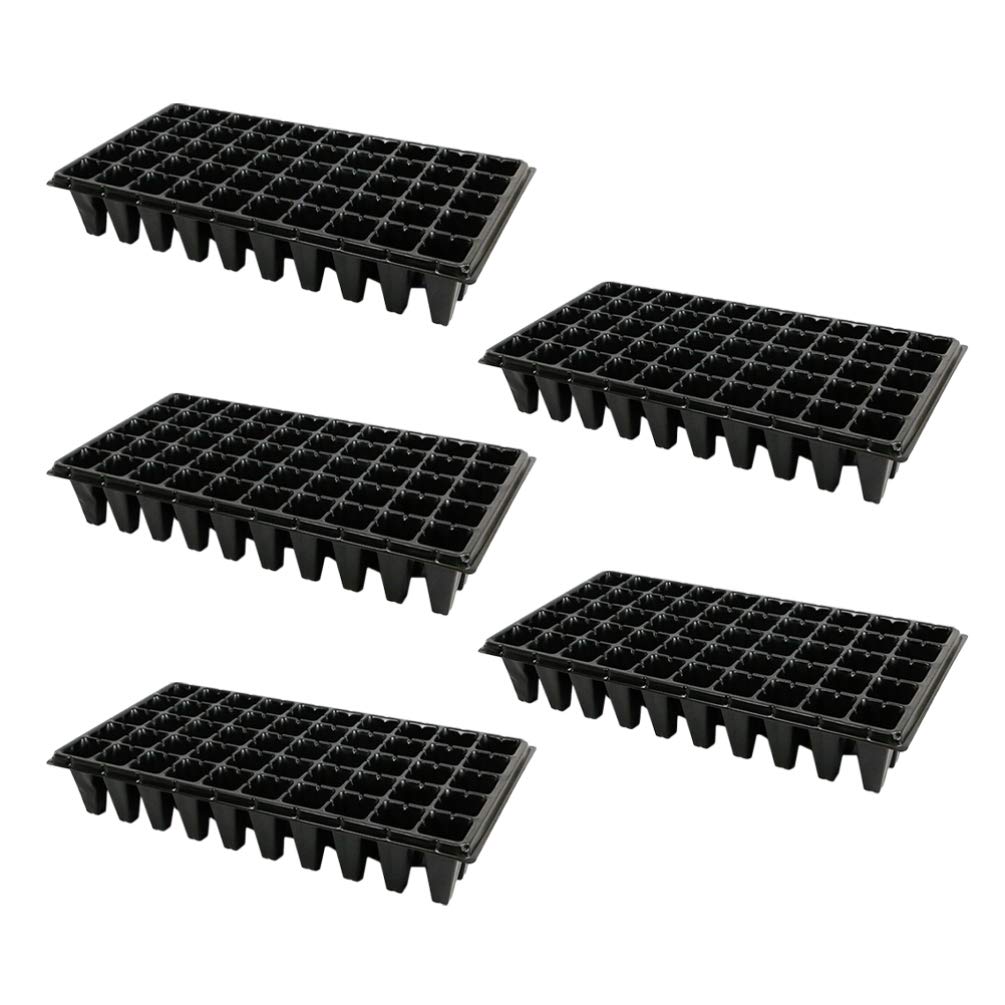 Cabilock 5 Pcs Plateaux de Semences 50 Cellules Semis Plateau de Démarrage Jardinage Germination Plateau Plante Kit de Démarrage pour La Propagation des Semis Noir