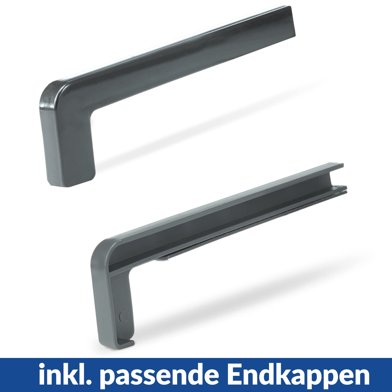 Fensterbank Aluminium + Pulverbeschichtet – 160cm – Anthrazit RAL 7016 – Tiefe 35cm – Wetterfest – Inkl. PVC Endkappen – Fensterbrett – Aussenfensterbank – Fenstersims – Aussen