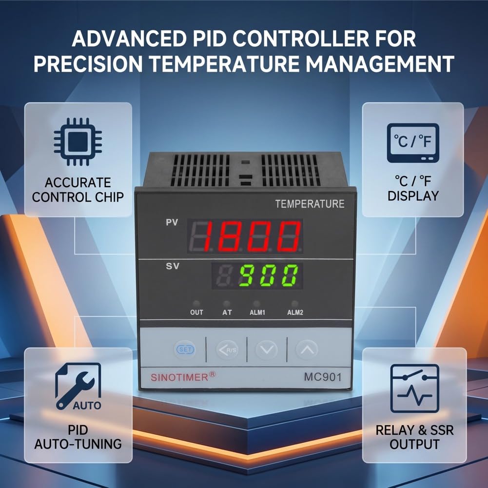 Digitaler Temperaturregler, MC901 PID-Temperaturregler K Typ PT100 Sensoreingangsrelais SSR-Ausgang für Selbstgebräu, Aquarium-Heizung
