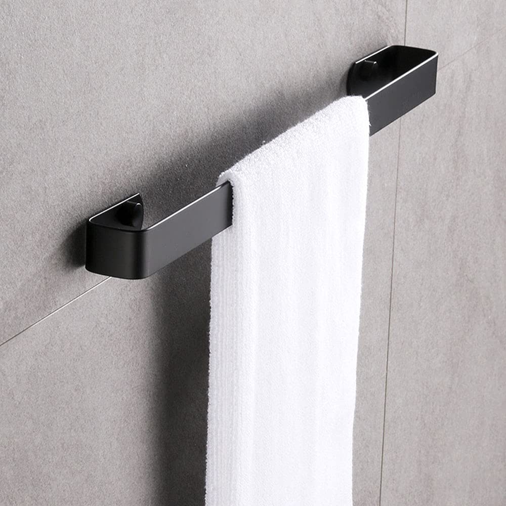 Toallero de acero inoxidable con adhesivo adhesivo, fácil de instalar, para baño y cocina (30 cm, negro)