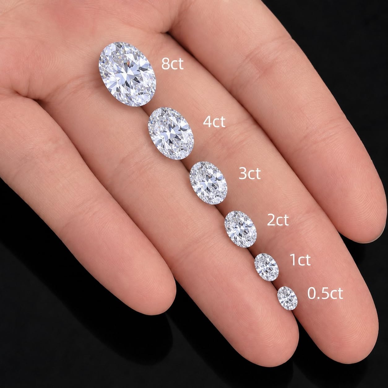 2 PCS 0.5 Carat Oval Cut Moissanite Loose Stone Lab Grown Diamond D Color GRA
