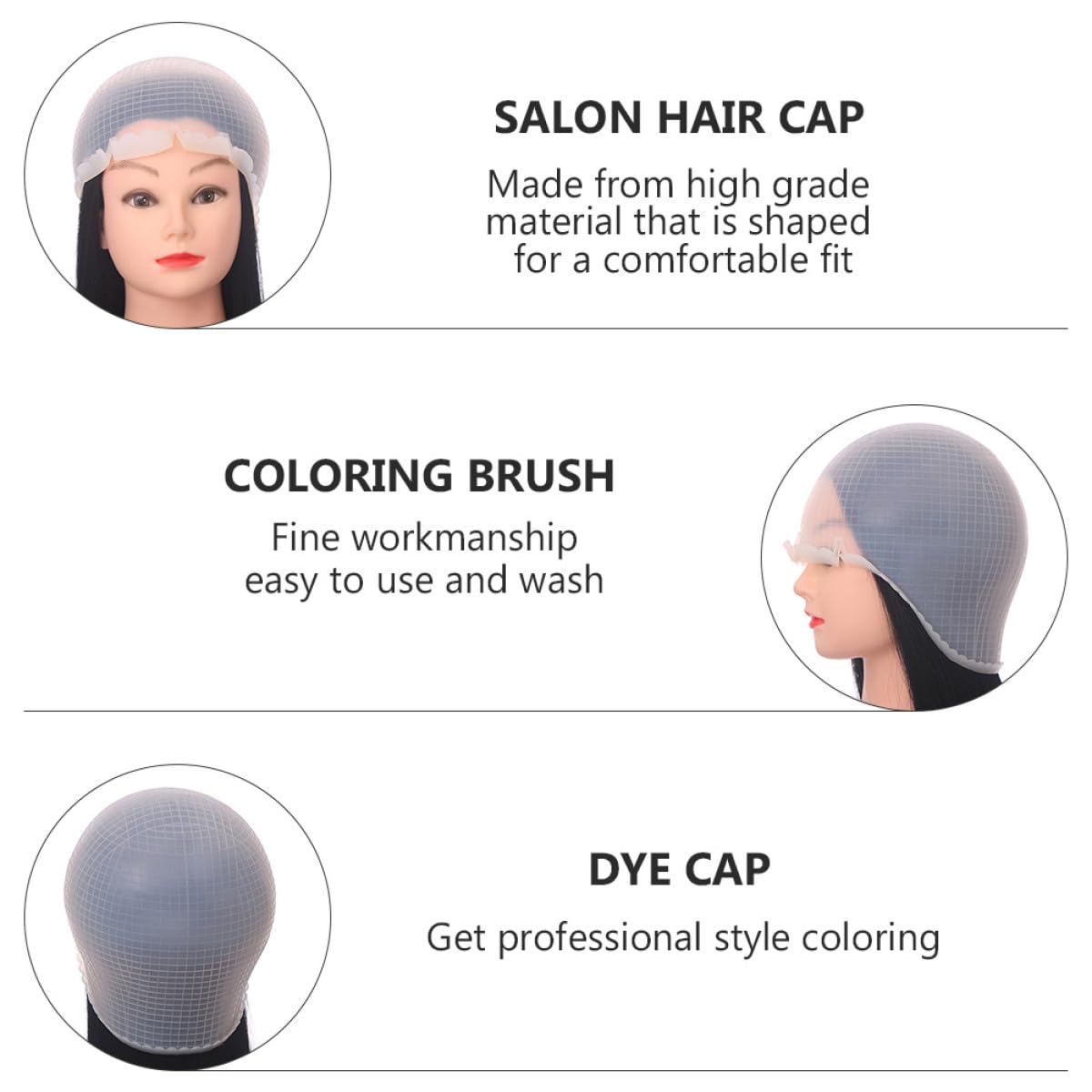 BETOOKY Gorro de Silicona para Mechas Profesional 2 Piezas con Aguja para Teñir el Cabello, Herramienta para Reflejos y Teñido, Accesorio Reutilizable para Peluquería y Cuidado del