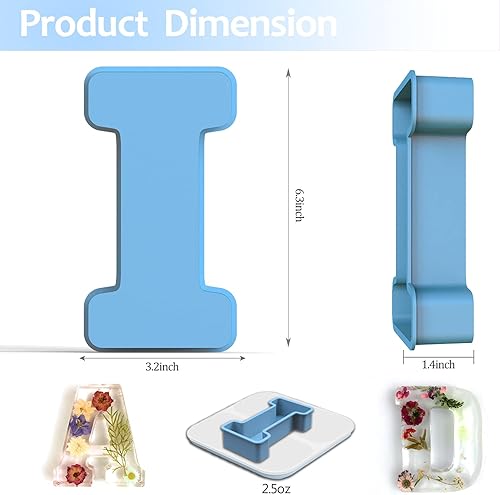Miniatura 14 de Molde de resina, moldes de silicona 3D de letra R grande para fundición de resina epoxi, moldes del alfabeto de silicona para resina para arte