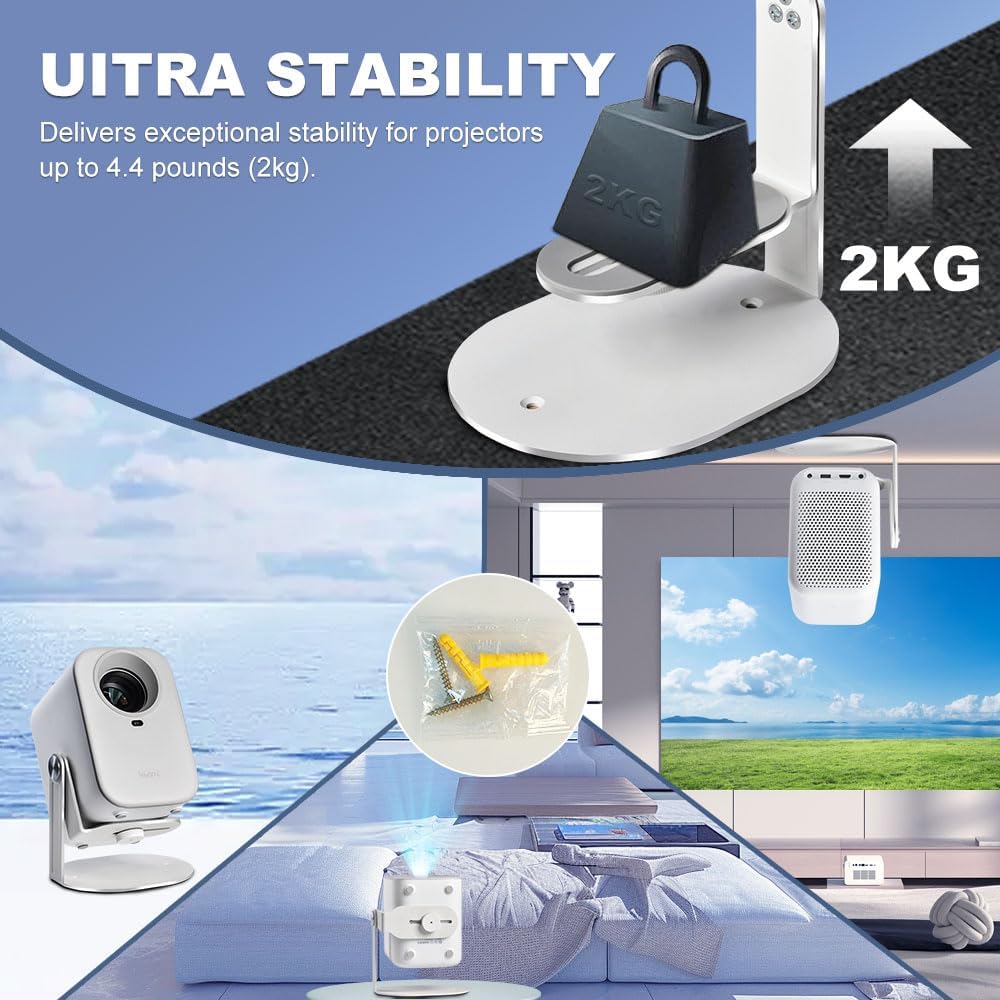 Salange Projector Stand Table Compatible w XGI MI MoGo/Halo Series Projectors, Nebula Capsule 3/Air and More Mini Proyector, Projector Ceiling Mount Wall for Indoor/Outdoor/Office (1/4" Screw)