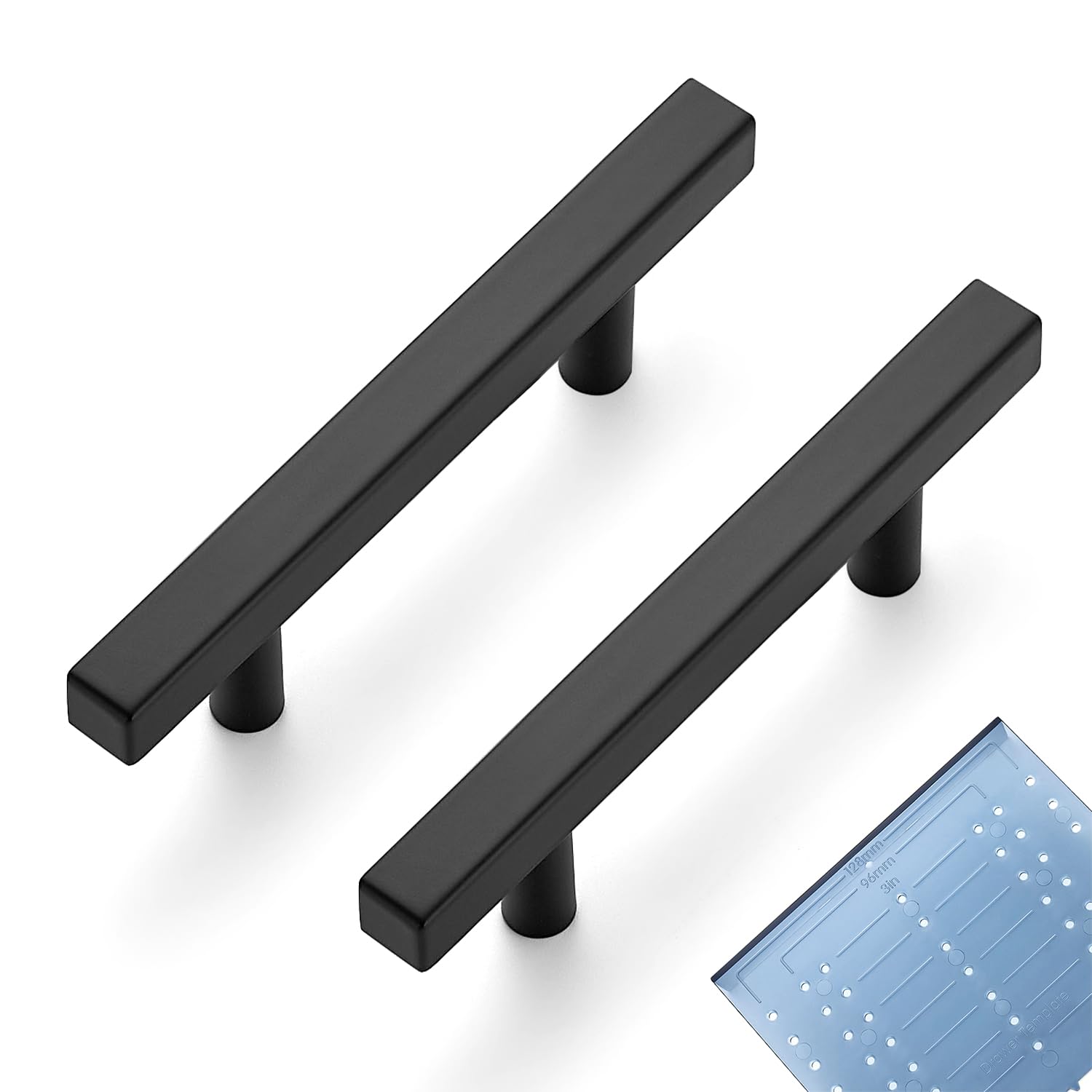 Ravinte Square Cabinet Handles, 30 Pack, 3" Hole Centers, Matte Black