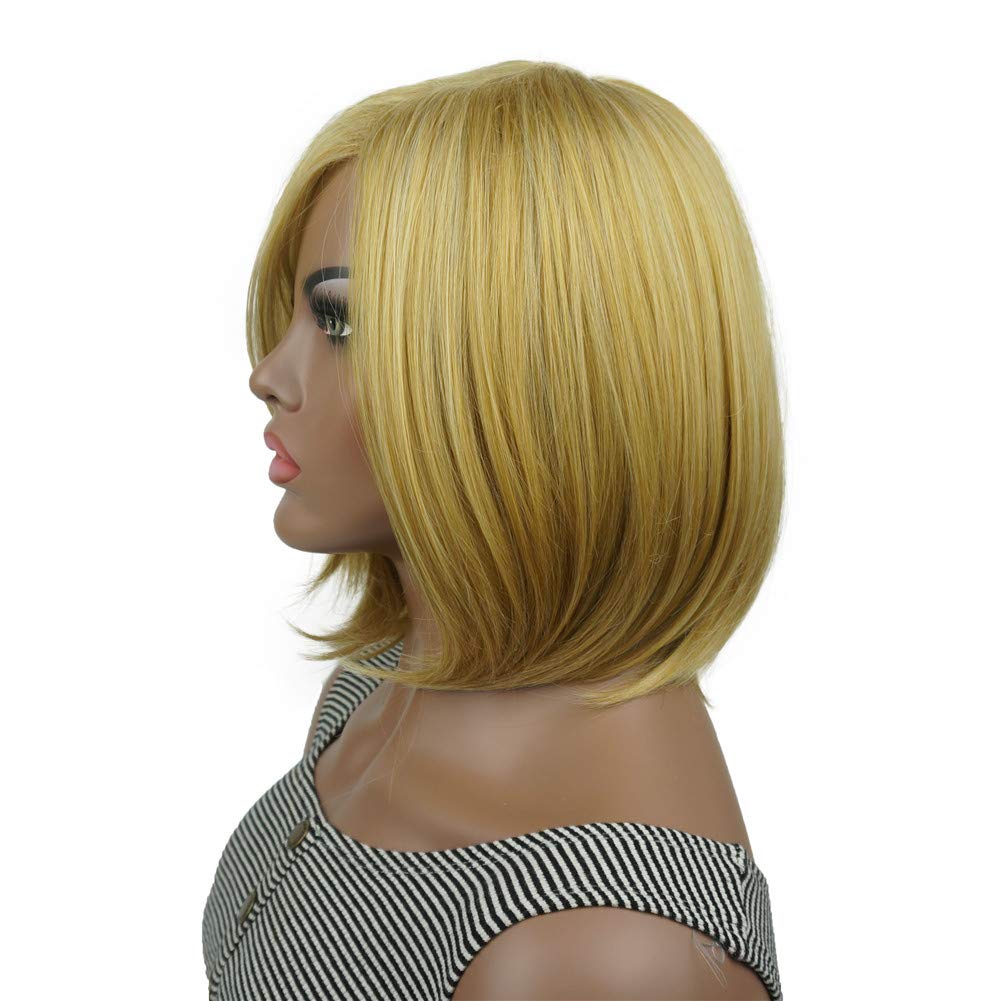 Aimole Women Straight Bob Blonde Wigs Medium Length Synthetic Wig Halloween Costume Cosplay Party Hair
