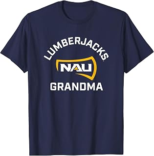 NAU Lumberjacks Arched Grandma T-Shirt - Blue, Unisex-Adults, Short Sleeve, Small