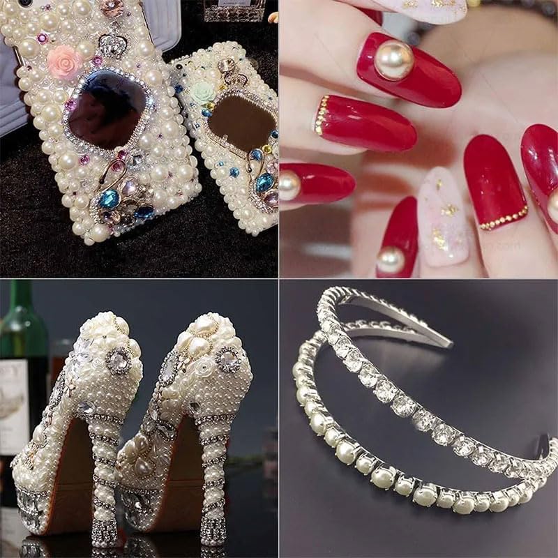 2000PCS AB Color Imitation Half Round Pearls Bead Loose Beads Gems, Mixed Sizes 2/3/4/5/6/8/10mm Flatback Pearls for Crafts Jewelry Nail Art Decoration Shoes Clothes Scrapbook(Mixed Colors AB) - Image 5