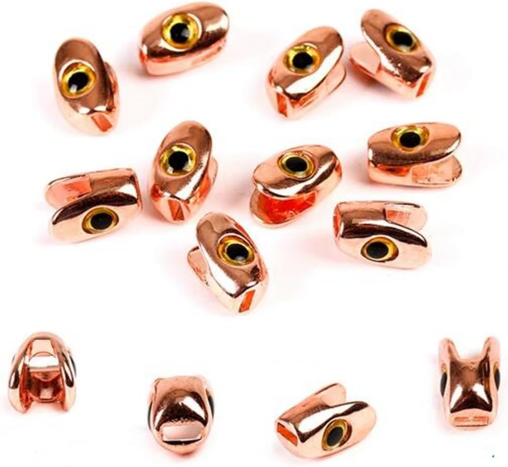 WellieSTR 10PCs (Pink) Fish Skull Weighted Heads with 3D Eyes Fly Fishing Lure for Streamers Fly Tying Materials, As Show