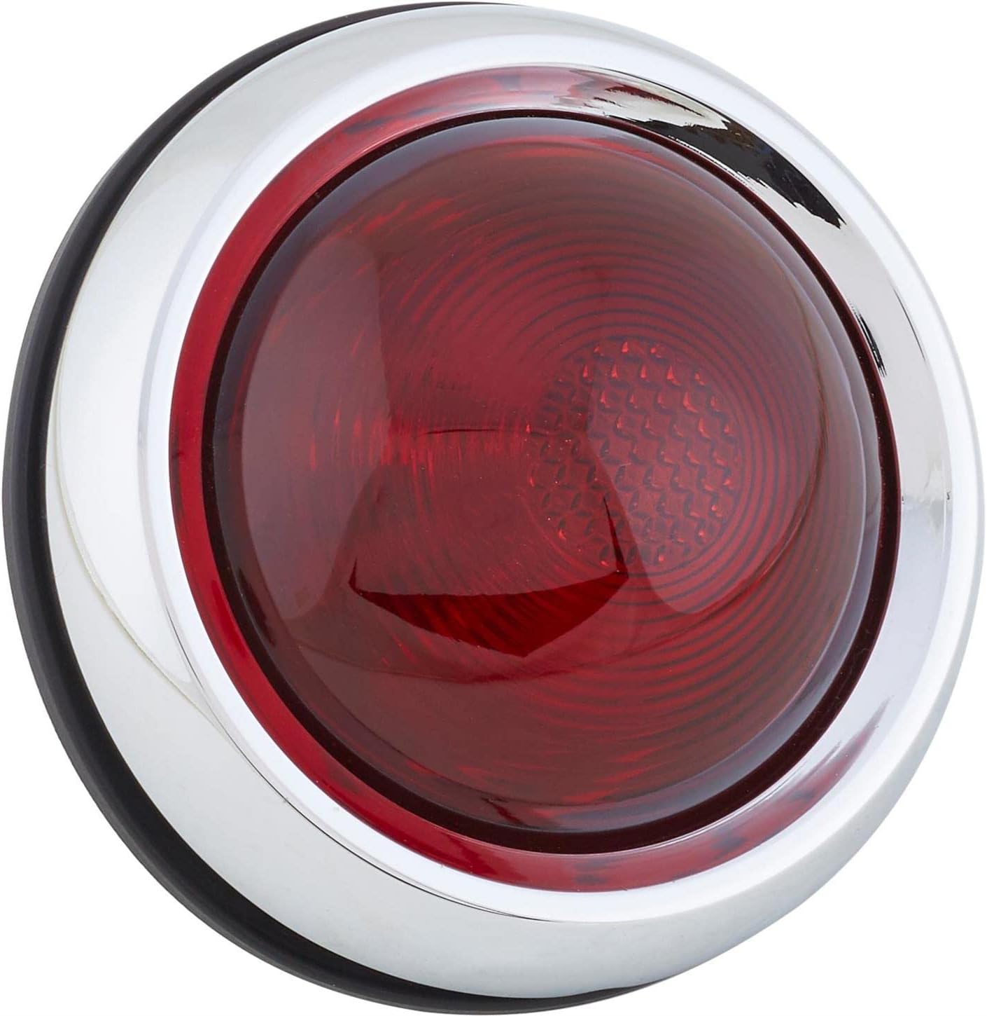 Speedway Motors 1950 Pontiac Red Tail Light Assembly, Classic Design, Chrome Bezel, Red Glass Lens, 4-1/4" O.D., Single 1157 Dual Filament Bulb, Taillight/Stop/Turn Functions, 3-1/2" Mount Center