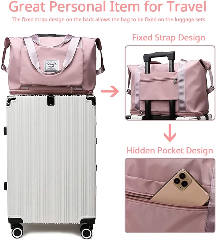 Large Capacity Foldable Travel Bag, Expandable Waterproof Carry on Bag, Dry and Wet Separation Spor Duffel Bags - Image 2