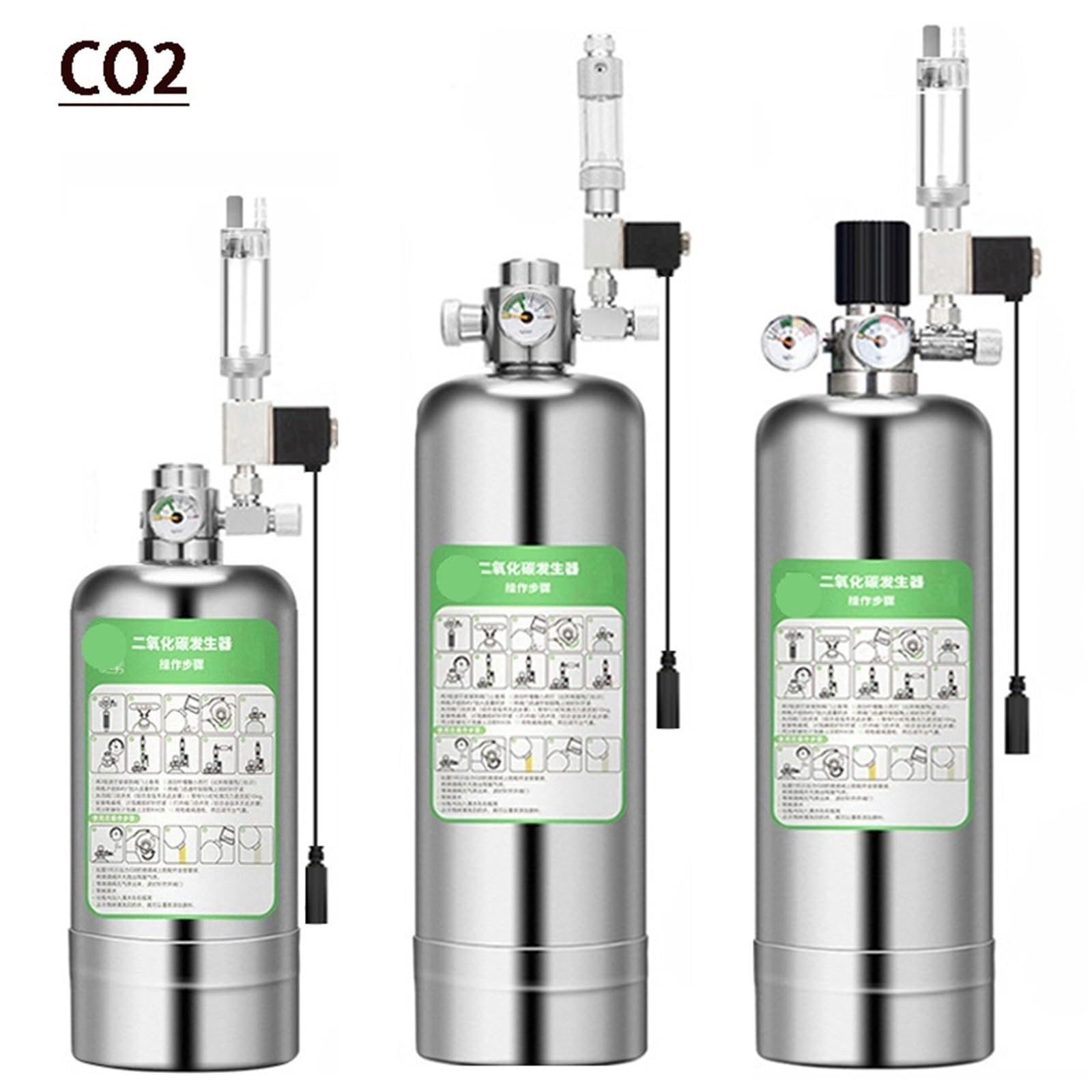 Kit de generador de CO2 for acuario (DIY) de acero inoxidable, cilindro generador de CO2, kit de reactor de dióxido de carbono for plantas y peces.(AC100-240V-X01-2L,UK plug)