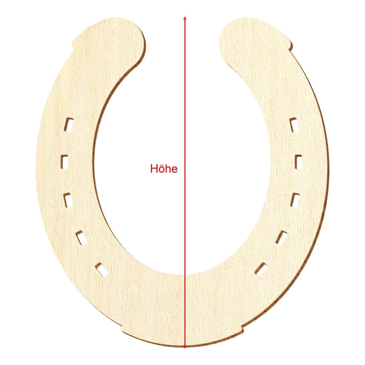 Herradura de madera, decoración artesanal, 3-50 cm, paquete con 100 unidades, altura: 8 cm