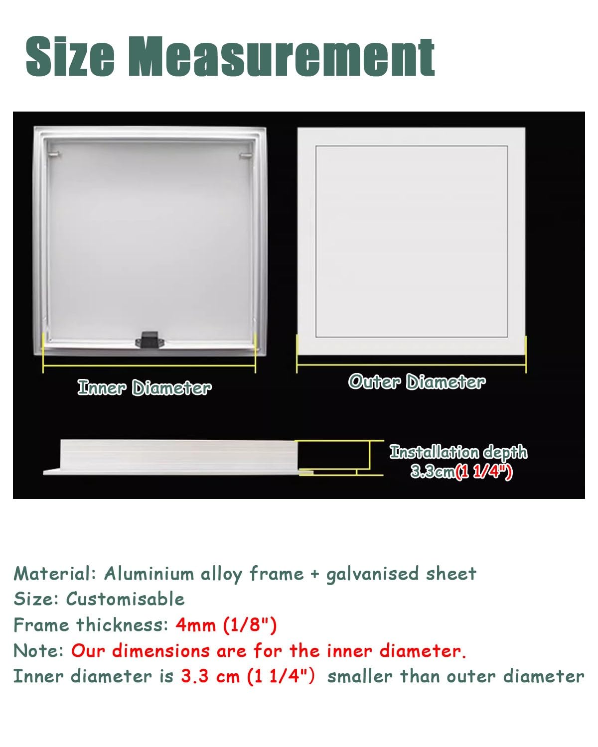 Panel de acceso cuadrado para puerta de loft, cubierta magnética de servicio para fontanería y medidor, ideal para uso en baño, duradero y fácil instalación