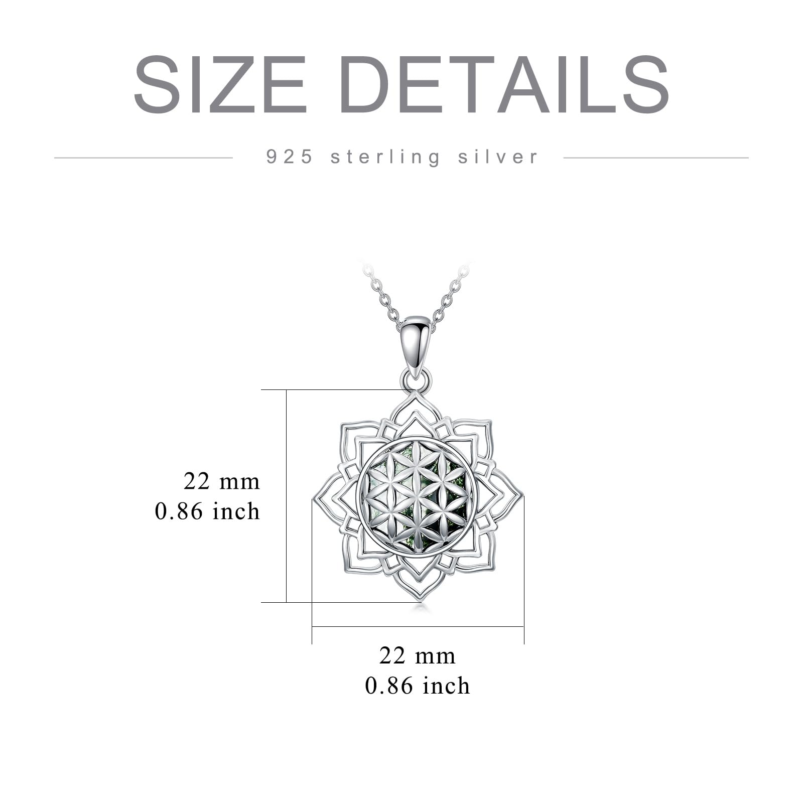 ROMANTICWORK Blume des Lebens Kette 925 Sterling Silber Blume des Lebens Anhänger Halskette Lebensblume Schmuck Geschenke für Damen