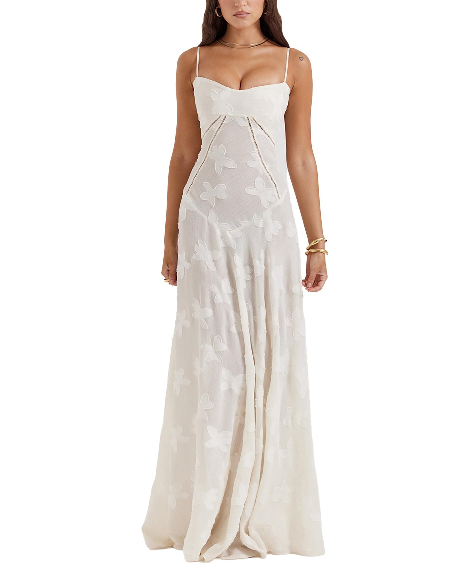 xxxiticat Robe d'été pour femme - Style bohème - Col floral - Robe maxi - Taille haute - Volants - Plage