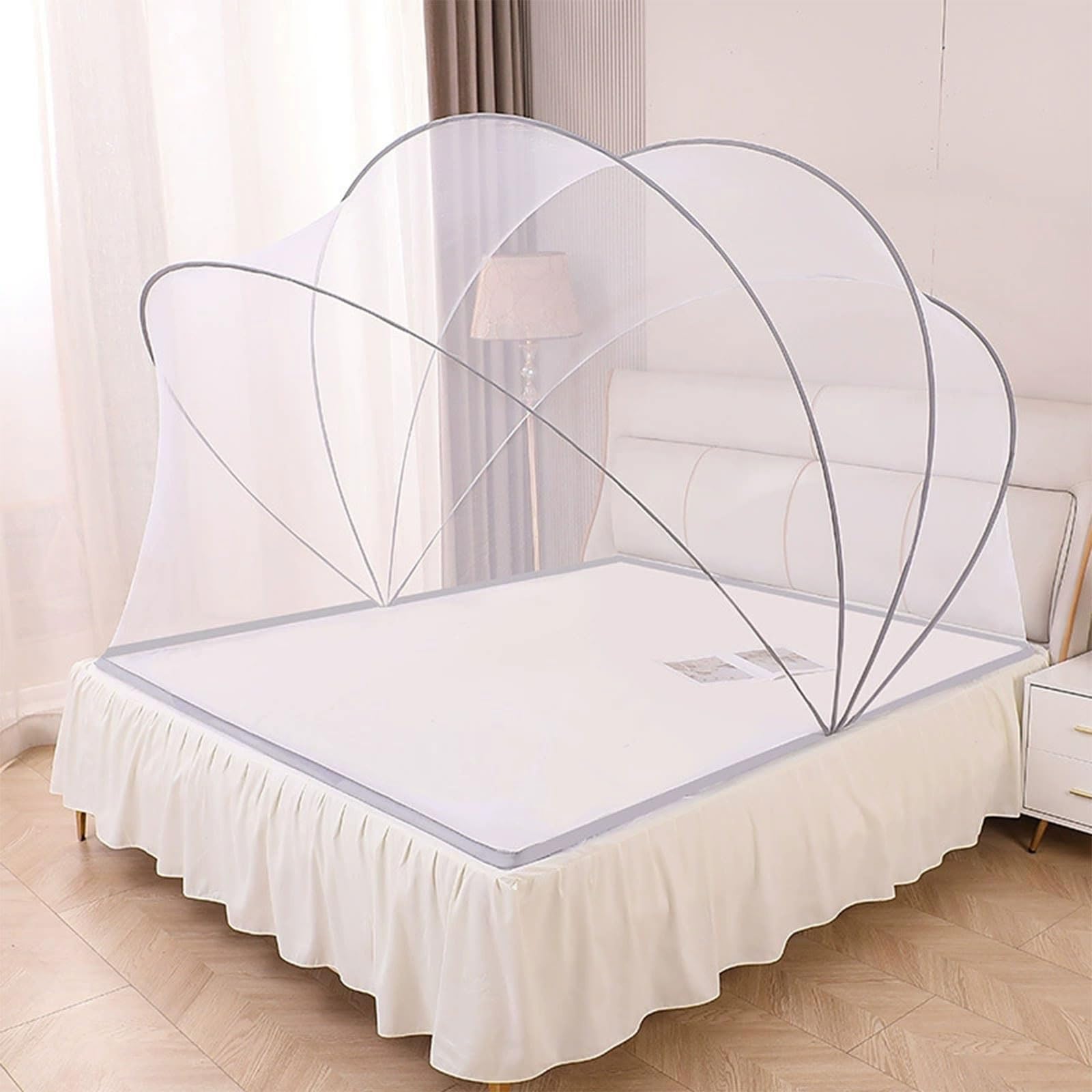Moustiquaire Lit Pliable Pop-up Tente Moustiquaire Autoportante 360° Protection Anti-moustique pour Lit 2 Personnes et 1 Personne Ciel de Lit Voyage Camping Maison Double Zip Montage Rapide sans Outil