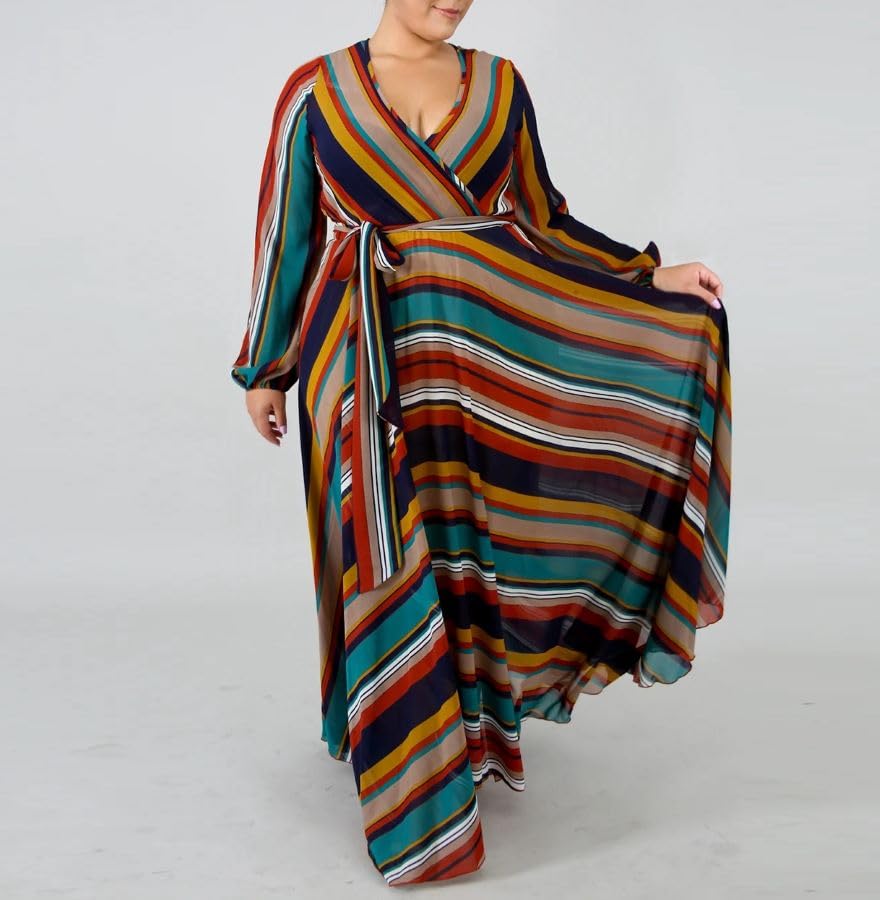 Robe longue à rayures haut de gamme coupe oversize et tombé fluide impeccable - 3