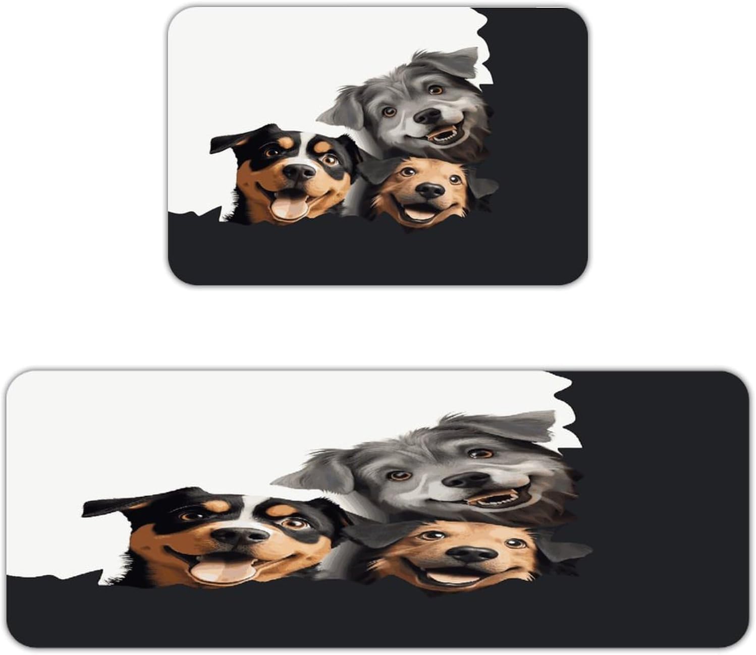 Funny Puppy Dogs Kitchen Mats with 2PCS Non-Slip Washable,Kitchen Rug Heavy Duty Durable, Floor Mats for Kitchen,Office,Sink,Laundry