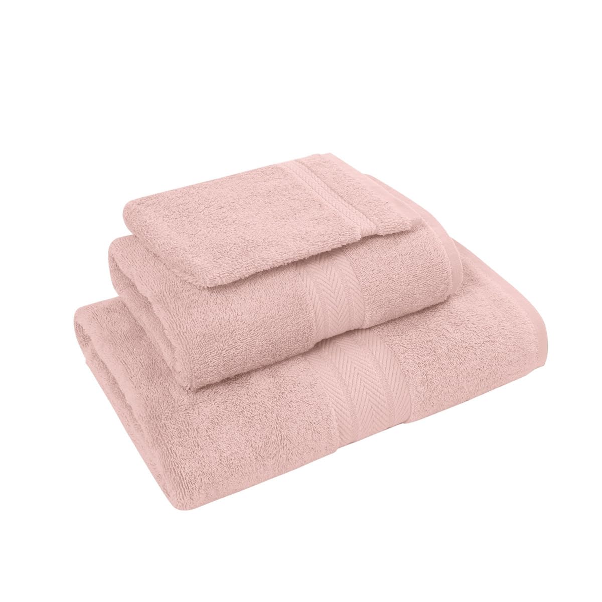 Sensei La Maison du Coton Set 3 Pezzi Bagno + 1 Asciugamano + 1 Guanto Luxury, Cotone, Cipria, 140 x 200