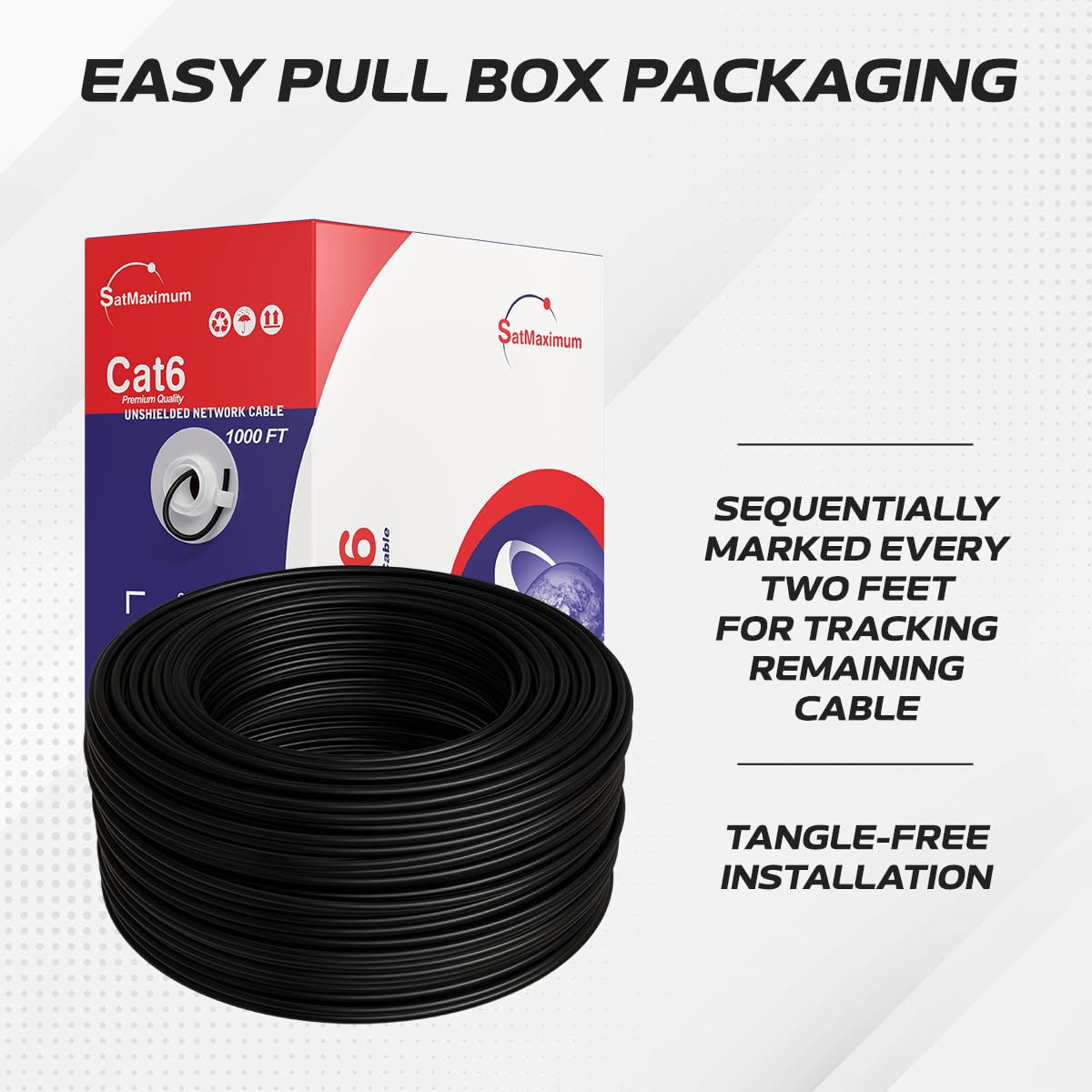 Cables Direct Online Cable sólido CAT6 de 304,8 m, 550 MHz, Ethernet LAN, UTP, 23 AWG, RJ45, color negro