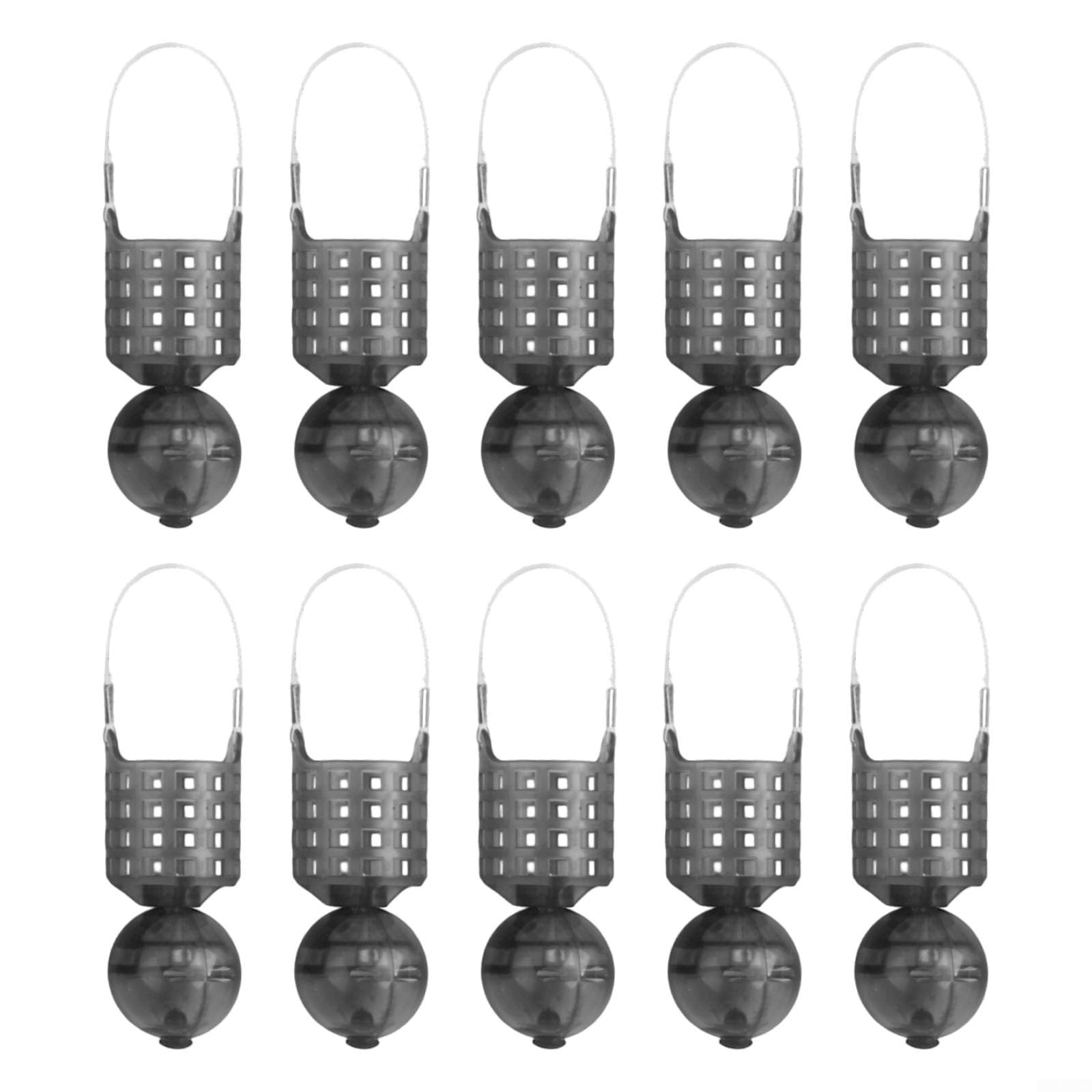 TONIXY 10Pcs Water-Filled Bait Trap Cage with Float, Carp Feeder for Fishing, PP Material Bait Holder for Lake River Sea Angling, Light Brown(M)