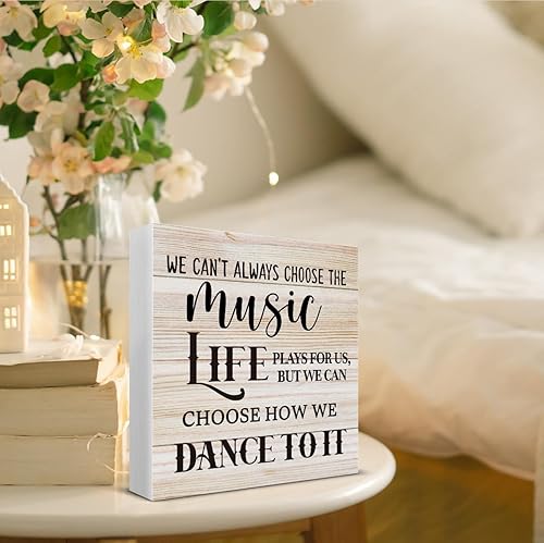 Miniatura 7 de Letrero de Caja de Madera "We Can't Always Choose the Music Life" Decoración de Escritorio, Letrero de Madera Temático para Amantes de la Música