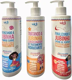 Kit Widi Care Jubinha Infantil Cachinhos - Shampoo + Condicionador + Creme de Pentear Pesadinho