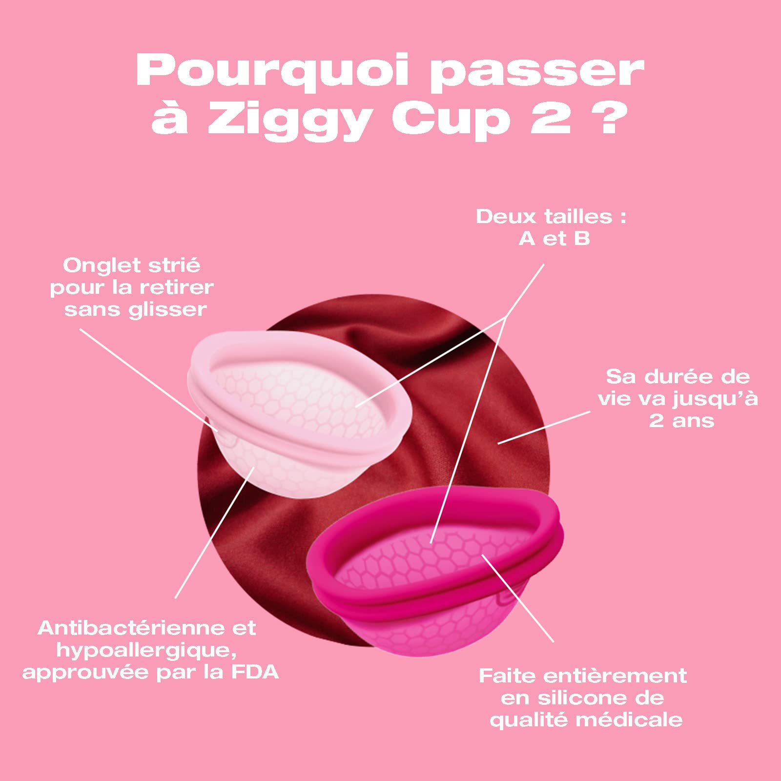INTIMINA Ziggy Cup 2 – Disque Menstruel Réutilisable Extrafin au Design Plat, Coupe Menstruelle, (Taille B)