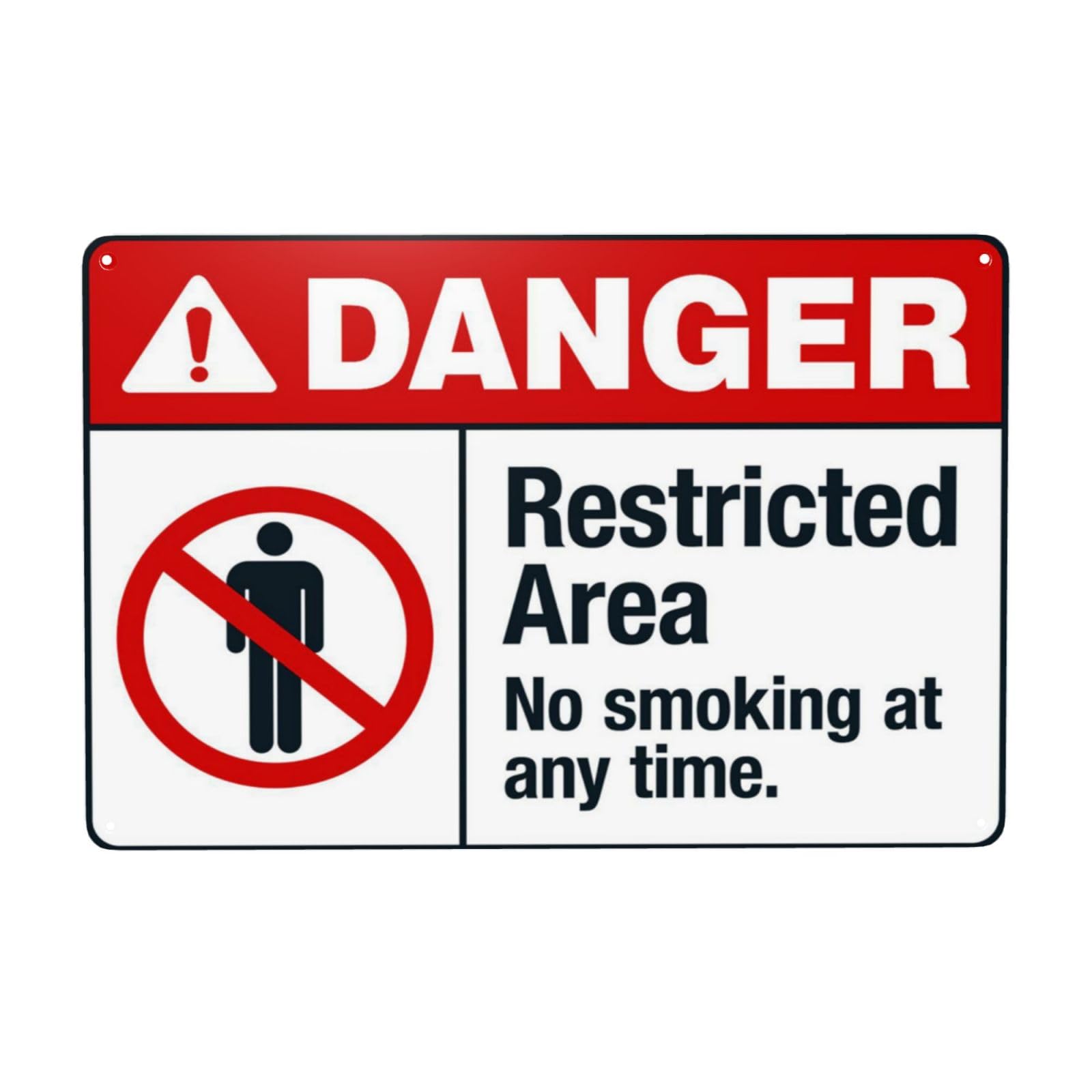 Strict No Smoking At Any Time Restricted Area Sign 12x8 Inch