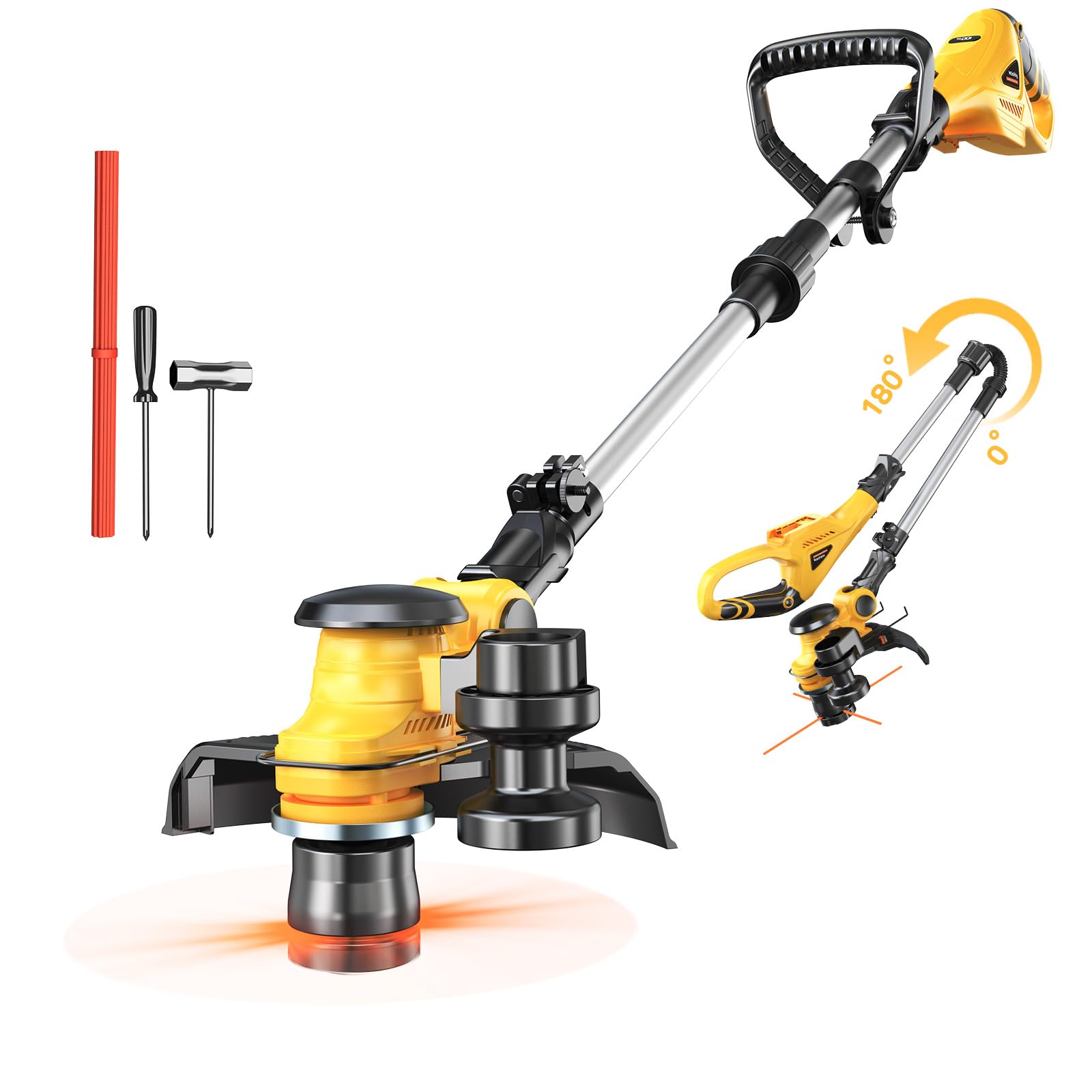 Photo 1 of **FOR PARTS ONLY** MtiolHig Cordless String Trimmer - 12" Cutting Width, Yellow