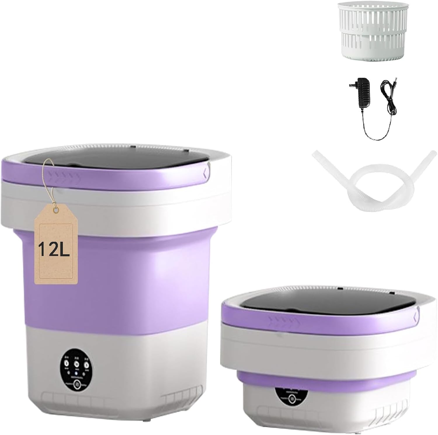 Portable washing machine, 12L Upgraded Large Capacity Foldable Mini Washing Machine, 3 Modes Deep Cleaning Small Washer for Underwear, Baby Clothes, Suitable for Apartments, Dormitories, Hotel