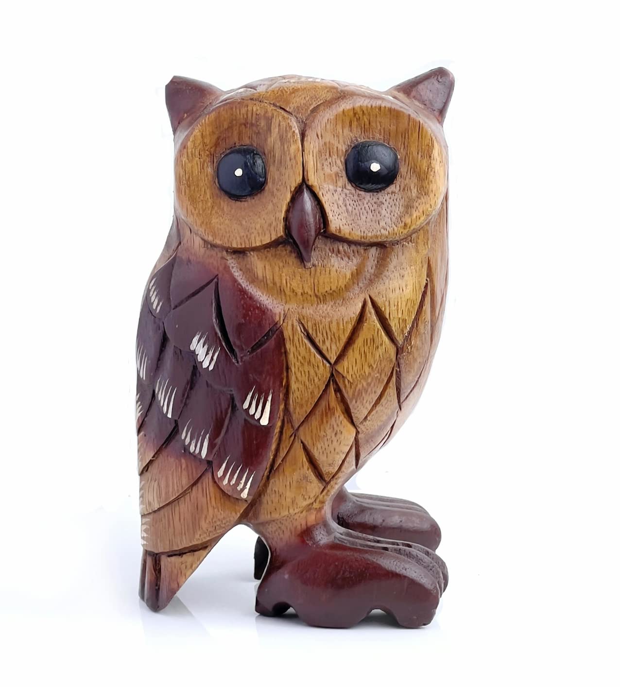 Funky Factory wooden owl (Big Daddy owl 7inch (18cm)), Brown