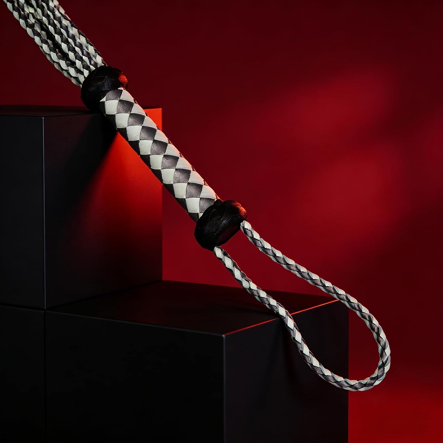 Handcrafted Genuine Leather Whip, Premium Braided Riding Crop Flogger, Training Whip for Command & Control,Anti-Slip Handle Acoustic Pop Sharp Crack Smooth Edges