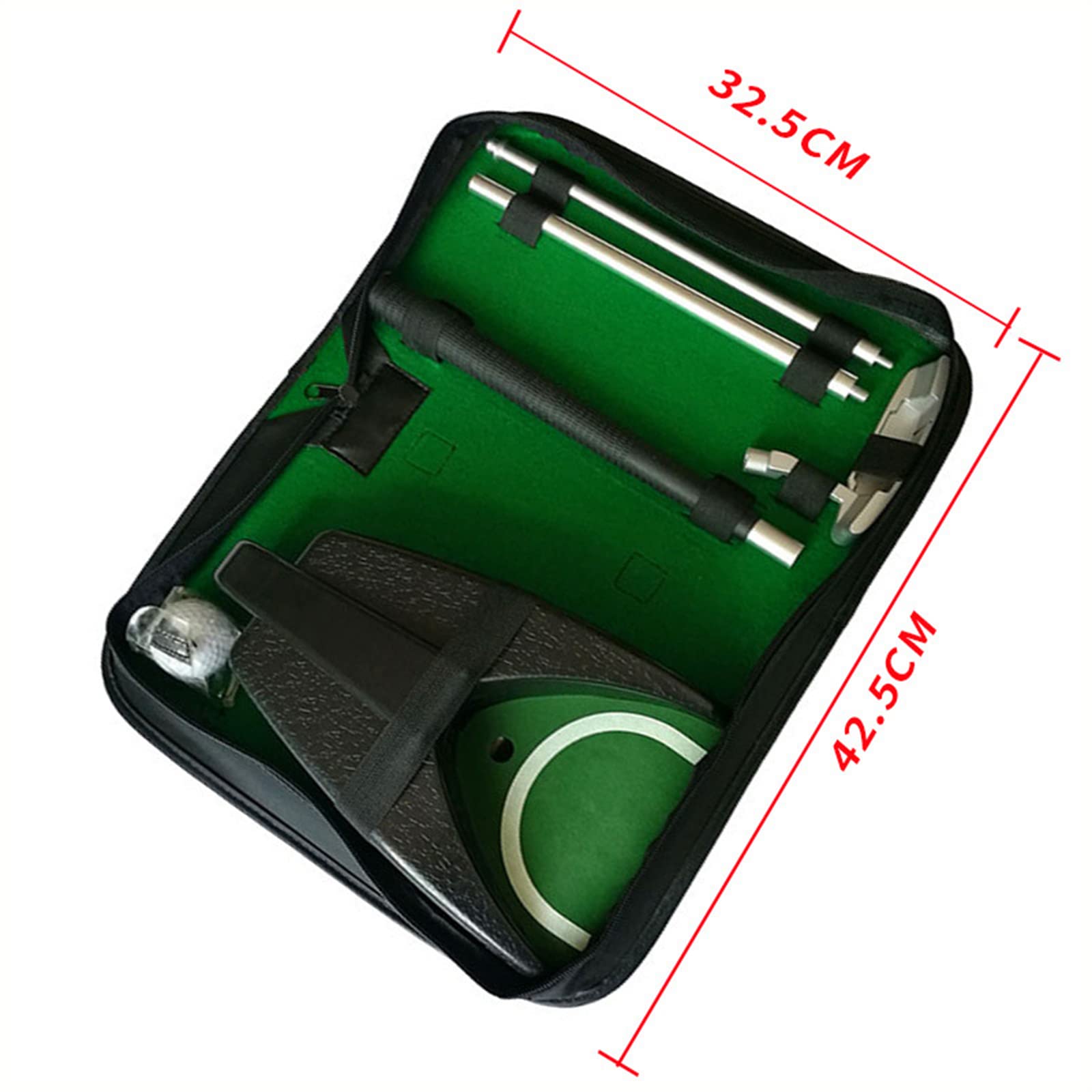 Tragbares Golf-Putter-Geschenkset, Golf-Putter-Putting-Trainer, rechte Schubstange aus Aluminiumlegierung, Golfstange mit Ballrückführsystem, Tragetasche