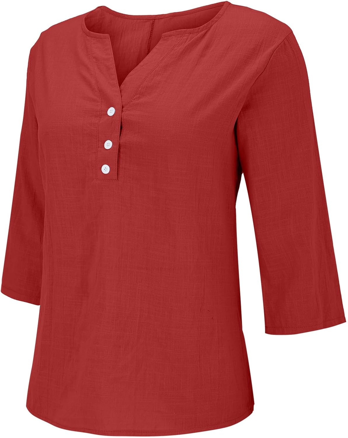 Women's 3/4 Sleeve Shirts Button Down V Neck Work Business T Shirt Classic Lightweight Summer Top Tee 2025