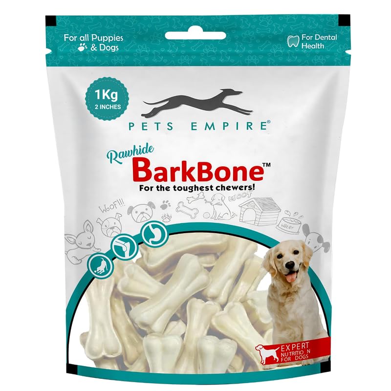 PETS EMPIRE Rawhide Pressed Chew Dog Bone Pack 2 Inches, Chewy Dogs Training and Feeding Treats, Crunchy Chew Calcium Bones, Pet Haddi Treat for Dogs, Pups, Puppies - 1kg-image-9