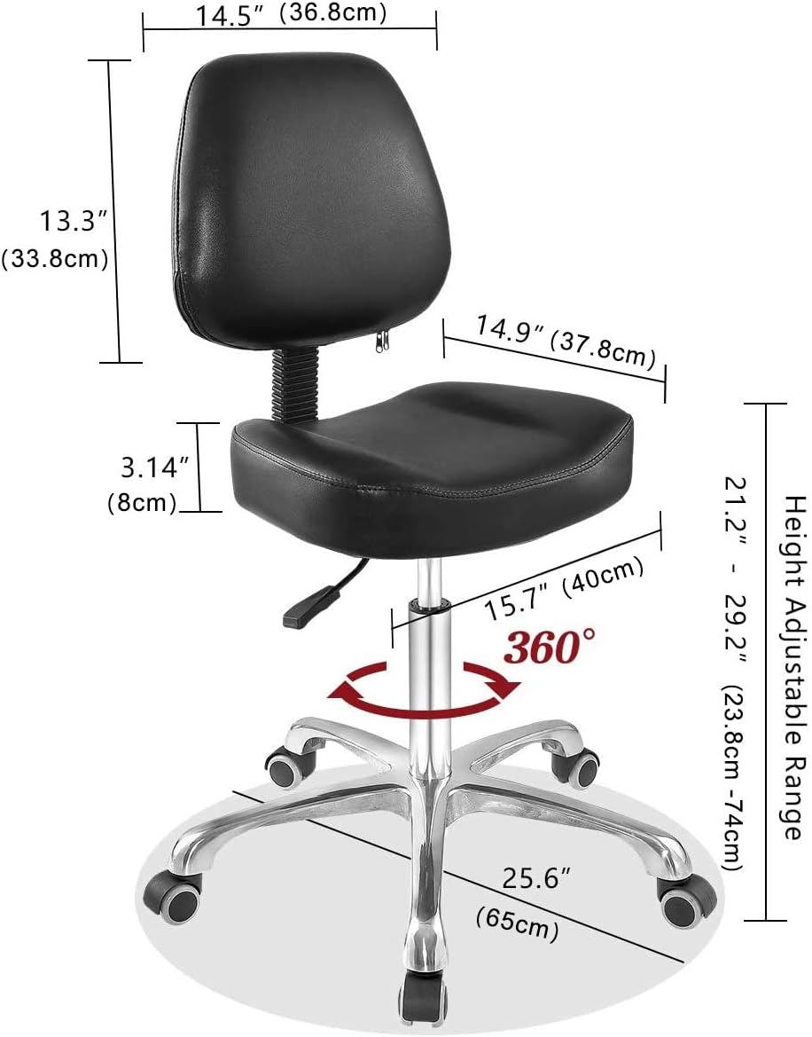 Grace & Grace Professional Office Series Height Adjustable with Ergonomic Tilting Backrest for Drafting,Computer,Studio,Workshop,Classroom, Lab, Counter (Supercomfortable, Black) : Office Products
