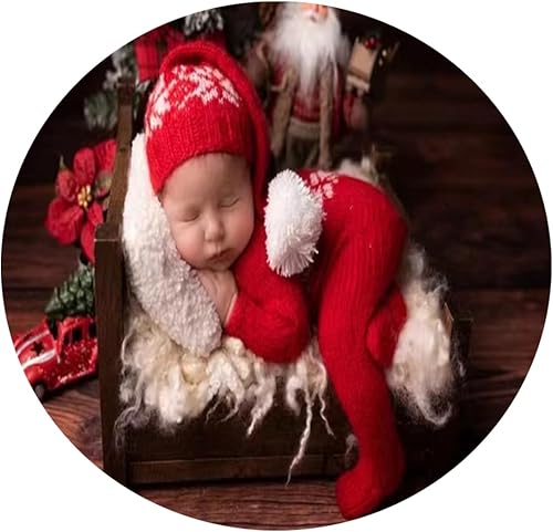 Vista 118 de Ropa de Navidad para recién nacido, accesorios para sesión de fotos, ropa de ganchillo, pantalones de sombrero rojo de Papá Noel, accesorios