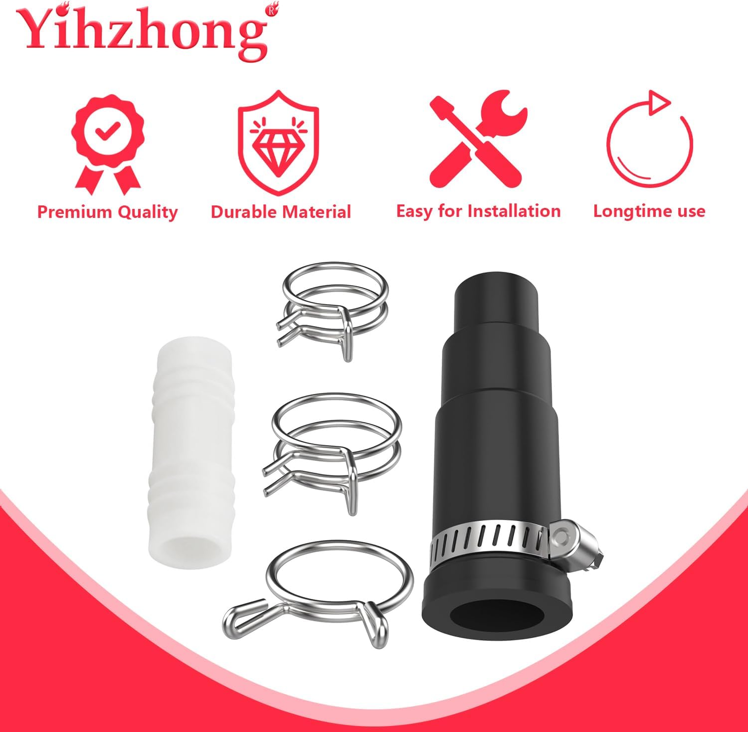 Dishwasher Drain Hose Adapter Compatible for Insinkerator Garbage Disposals,Dishwasher Hose Connector Include 1 Inlet Connector 1 Hose Clamp & 3 Spring Clamps