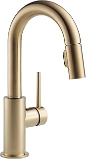 DELTA (FAUCETS) Trinsic Single-Handle Bar-Prep Kitchen Sink Faucet with Pull Down Sprayer and Magnetic Docking Spray Head, Champagne Bronze 9959-CZ-DST