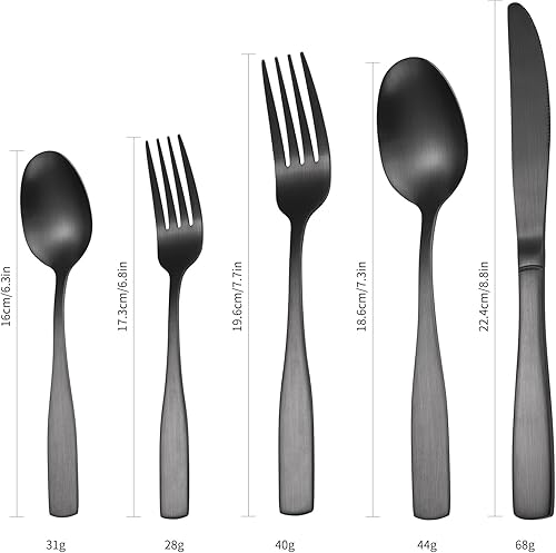 Miniatura 413 de A·HOUSEWARE - Juego de cubiertos iridiscentes con diseño hueco, 20 piezas, acero inoxidable, incluye tenedores, cucharas, cuchillos, utensilios