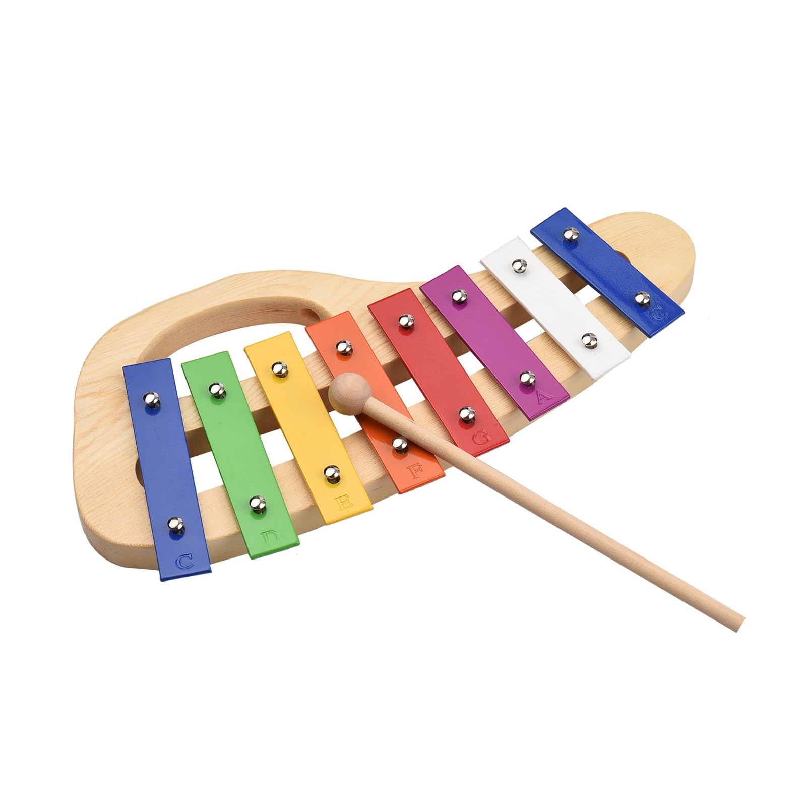 xilofono Xilofono in Legno di Pino Glockenspiel A 8 Note Strumento Musicale A Percussione con Piastra in Alluminio Colorato da 3 Mm