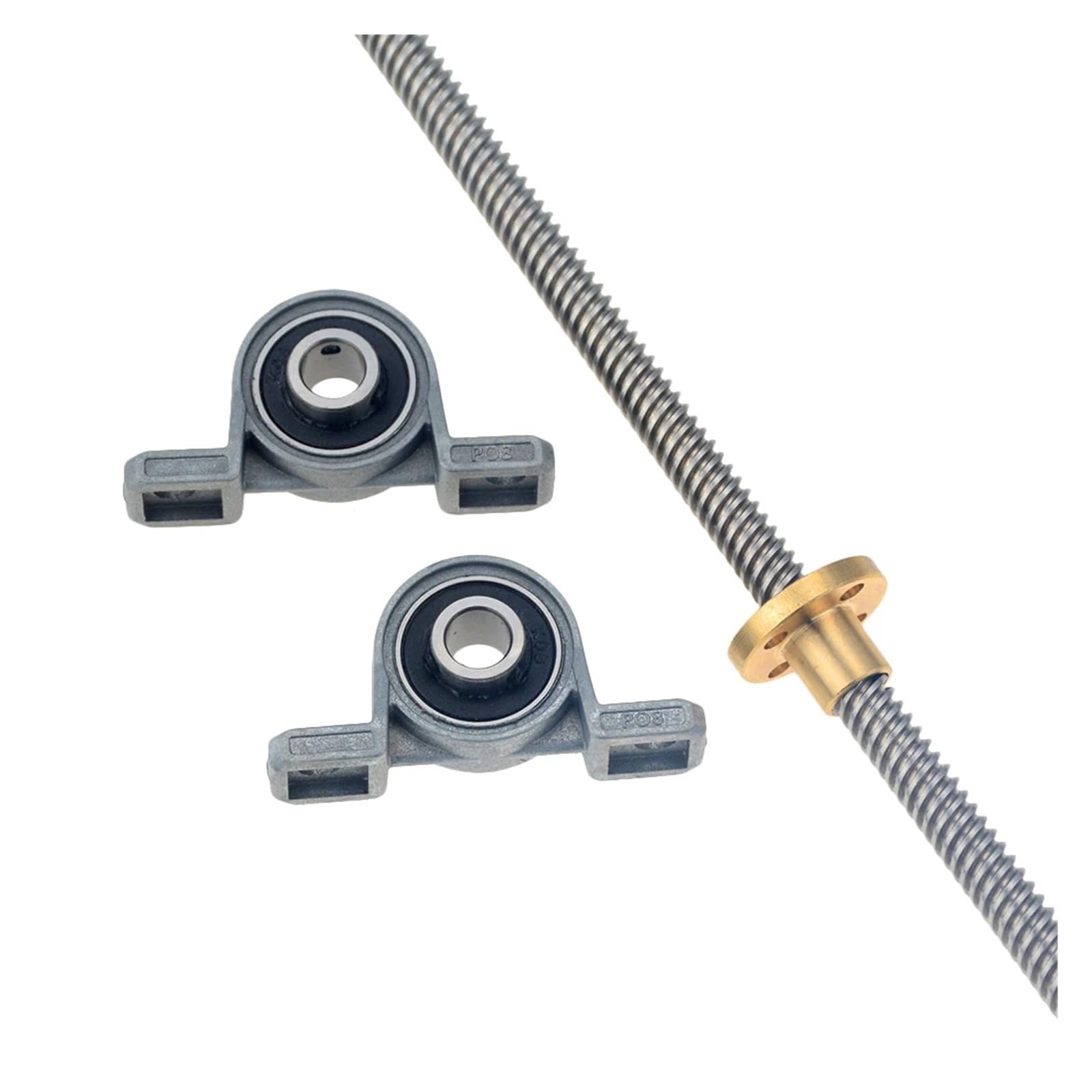 Metal Ball Screw nut 1Set T8 Lead Screw 8mm Pitch 2mm Lead 2mm Length 100-800mm + Brass Copper Nut + KP08 Bearing Bracket + Flexible Coupling 8x8(800mm)