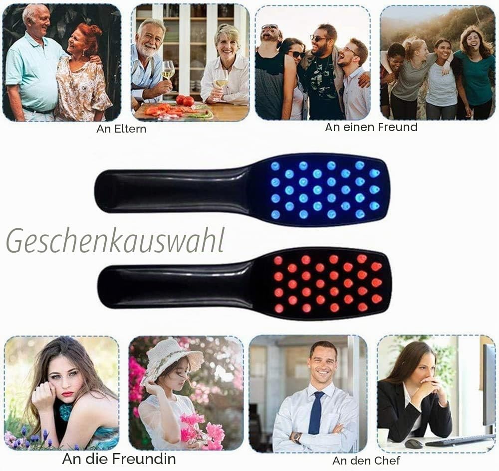 Phototherapie-Kopfhaut-Massagegerät mit Kamm und Bürste zur Haarwachstumsupport, Anti-Haarausfall, USB-Wiederaufladbare Pflege