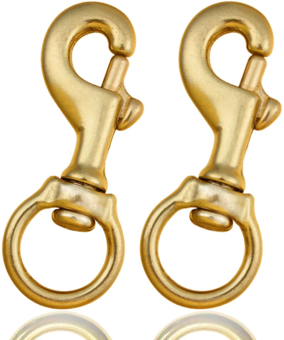Pack of 4Solid Brass Swivel Eye Bolt Snap Hook Spring Strap Lobster Clasp Clip Lanyard Key Chain Purse Bag Belt Buckle Dog Leash Tote Chunky Hardware -Golden-image-5