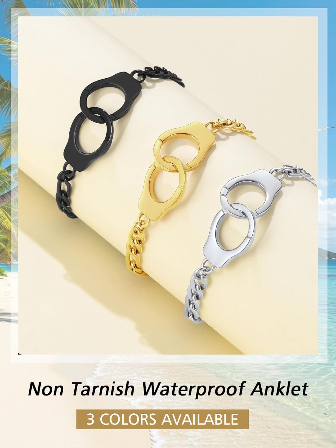 FindChic Stainless Steel Ankle Bracelets for Women, Waterproof Figaro/Cuban/Box/Beaded Chain Anklets, Summer Beach Foot Jewelry, 8.5''-10.5'' Adjustable Length, with Gift Box