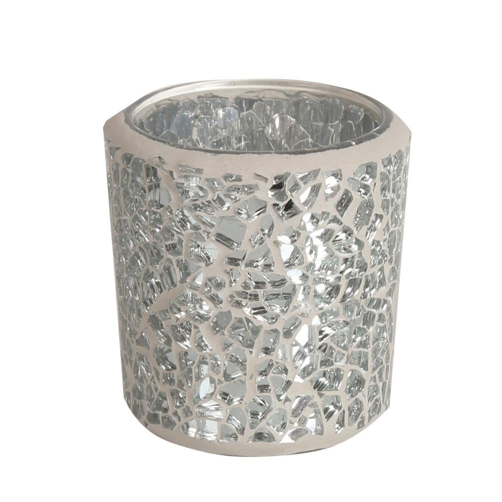 Aroma Silver Crackle Tealight & Votive Holder