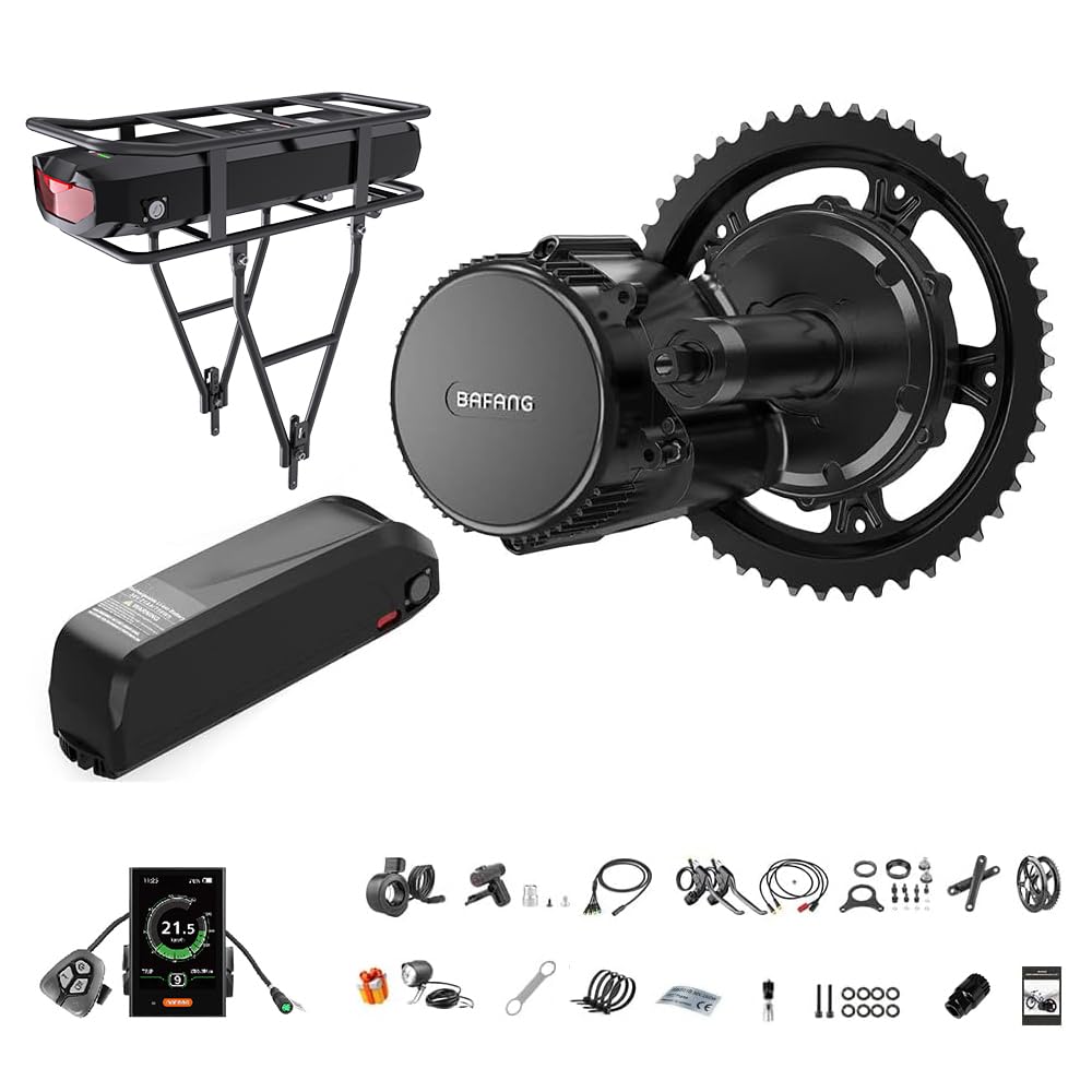 Mid Drive Kit with Battery (Optional), 250W 500W 750W 1000W，BBS02B BBS01B BBS-HD Custom Mid Motor Ebike Conversion Kit with Display for 68-120mm Bottom Bracket, for Mountain City Electric Bike